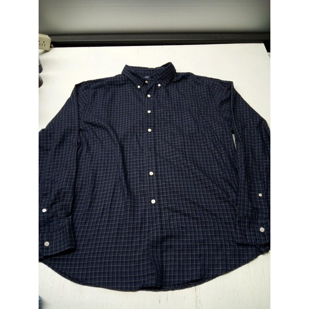 Reed Edward Button Up Shirt Men's Size 2XL Long Sleeve Blue White Plaid Cotton